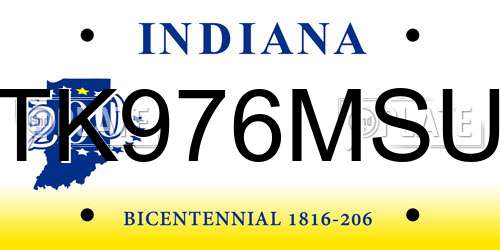 TK976MSU Indiana License Plate