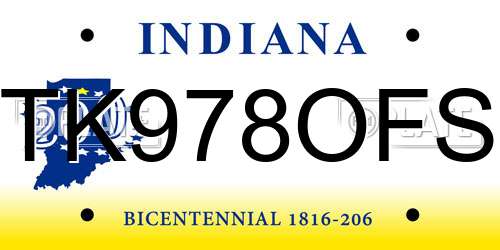 TK978OFS Indiana License Plate
