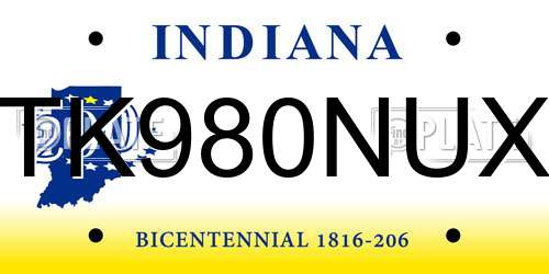 TK980NUX Indiana License Plate
