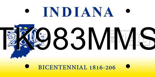 TK983MMS Indiana License Plate