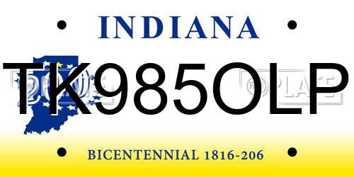 TK985OLP Indiana License Plate