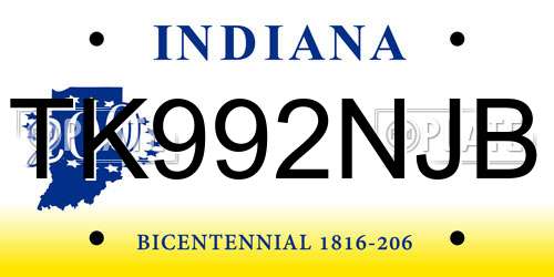 TK992NJB Indiana License Plate