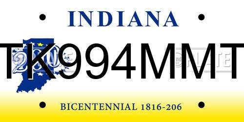 TK994MMT Indiana License Plate