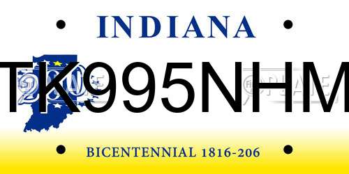 TK995NHM Indiana License Plate