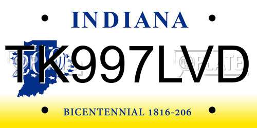 TK997LVD Indiana License Plate