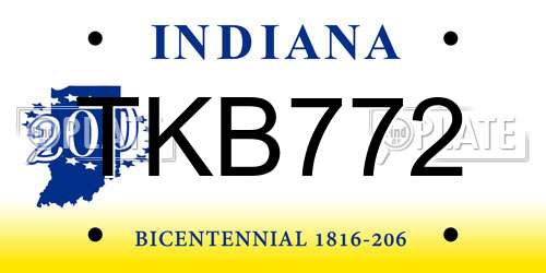 TKB772 Indiana License Plate