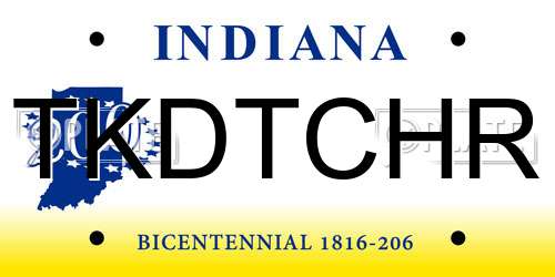 TKDTCHR Indiana License Plate