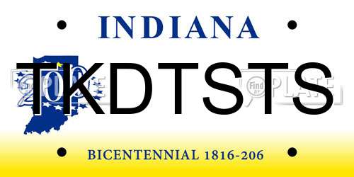 TKDTSTS Indiana License Plate