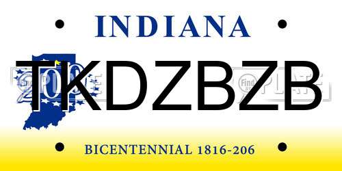 TKDZBZB Indiana License Plate