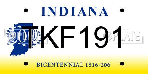TKF191 Indiana License Plate