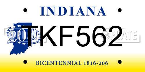 TKF562 Indiana License Plate