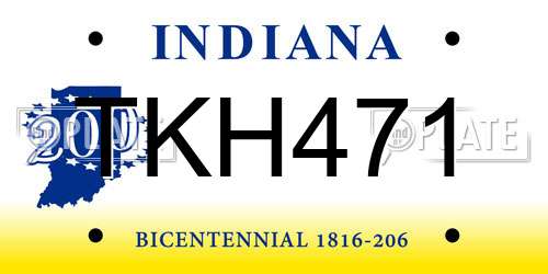 TKH471 Indiana License Plate
