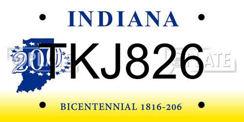 TKJ826 Indiana License Plate