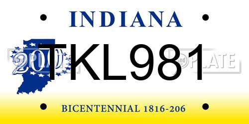 TKL981 Indiana License Plate