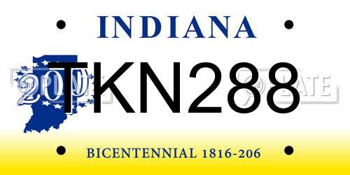 TKN288 Indiana License Plate