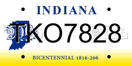 TKO7828 Indiana License Plate