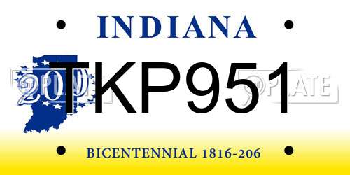 TKP951 Indiana License Plate