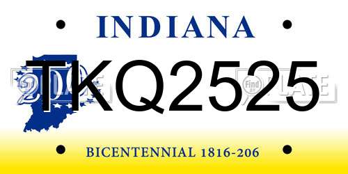 TKQ2525 Indiana License Plate