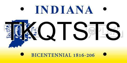 TKQTSTS Indiana License Plate