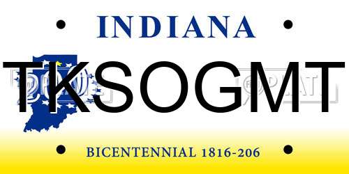 TKSOGMT Indiana License Plate