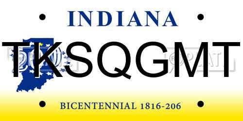 TKSQGMT Indiana License Plate