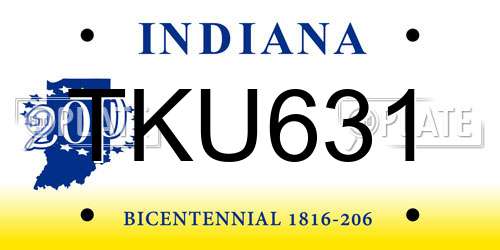 TKU631 Indiana License Plate