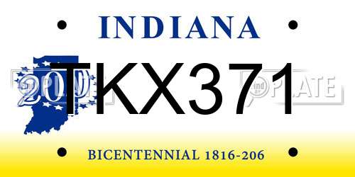TKX371 Indiana License Plate