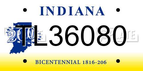 TL36080 Indiana License Plate
