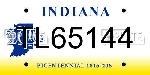 TL65144 Indiana License Plate