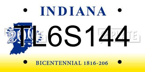 TL6S144 Indiana License Plate