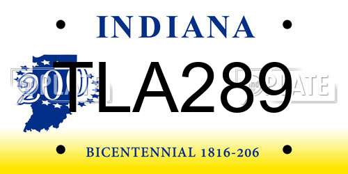TLA289 Indiana License Plate