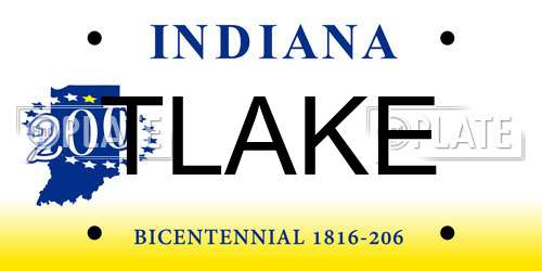 TLAKE Indiana License Plate