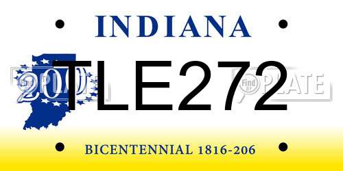 TLE272 Indiana License Plate