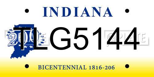 TLG5144 Indiana License Plate