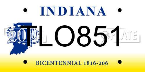 TLO851 Indiana License Plate