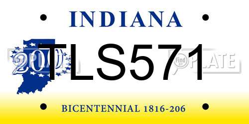 TLS571 Indiana License Plate