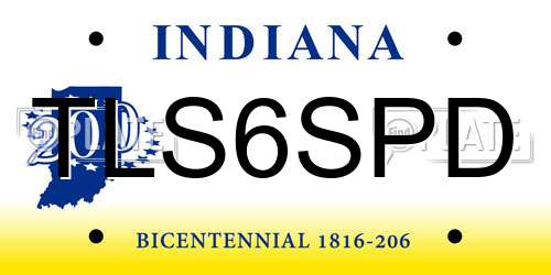 TLS6SPD Indiana License Plate