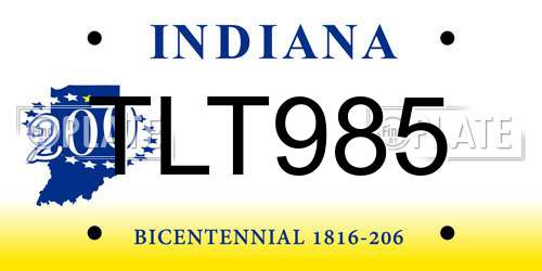 TLT985 Indiana License Plate