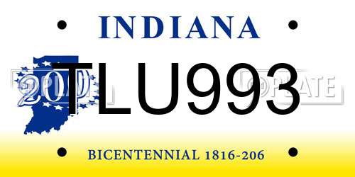 TLU993 Indiana License Plate