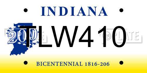TLW410 Indiana License Plate