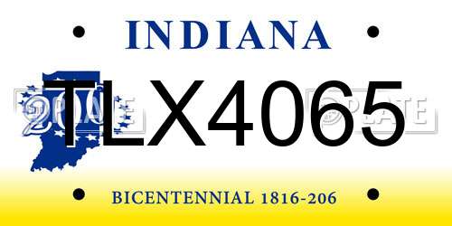 TLX4065 Indiana License Plate