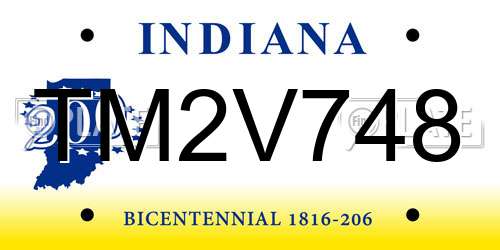 TM2V748 Indiana License Plate