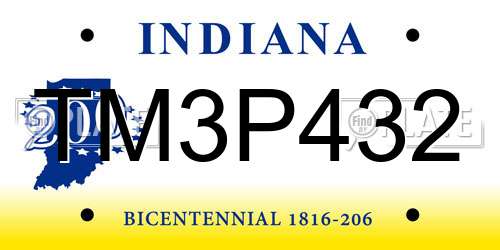 TM3P432 Indiana License Plate