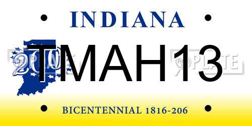 TMAH13 Indiana License Plate