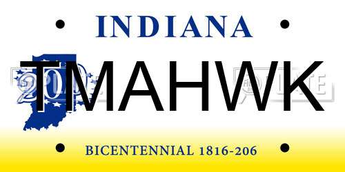 TMAHWK Indiana License Plate