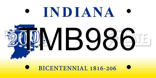 TMB986 Indiana License Plate