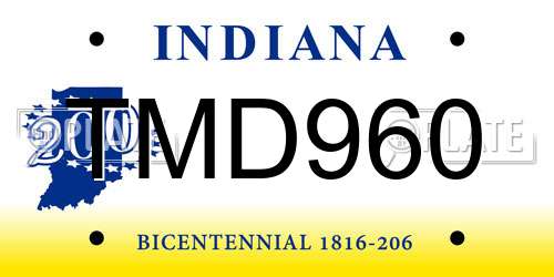 TMD960 Indiana License Plate