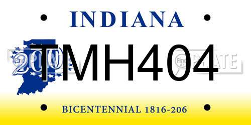 TMH404 Indiana License Plate