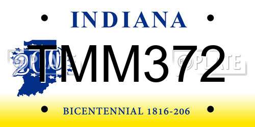 TMM372 Indiana License Plate