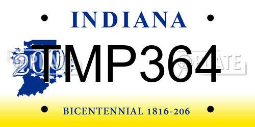 TMP364 Indiana License Plate